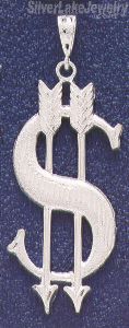 Sterling Silver DC Very Big Dollar Money Sign w/Arrows Charm Pen