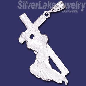 Sterling Silver DC Jesus Christ Carrying Cross Charm Pendant