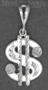 Sterling Silver DC Dollar Money Sign Charm Pendant