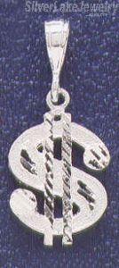 Sterling Silver DC Dollar Money Sign Charm Pendant