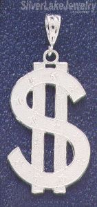 Sterling Silver DC Big Dollar Money Sign Charm Pendant