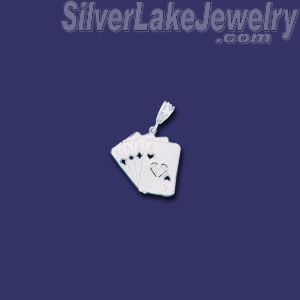 Sterling Silver DC Playing Cards Four Aces Charm Pendant