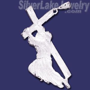 Sterling Silver DC Jesus Christ Carrying Cross Charm Pendant