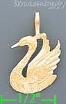 14K Gold Swan Diamond-Cut Bird Animal Charm Pendant