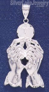 Sterling Silver DC Eucharist Hands Holding Wafer Charm Pendant