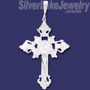 Sterling Silver Dia-Cut Cross Charm Pendant