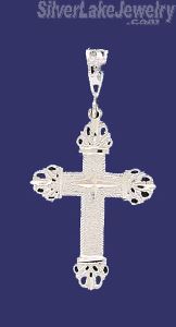 Sterling Silver Dia-Cut Cross Charm Pendant