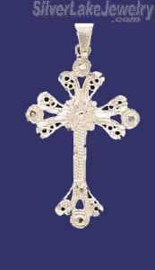 Sterling Silver Dia-Cut Cross Charm Pendant