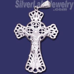 Sterling Silver DC Filigree Cross Crucifix Charm Pendant