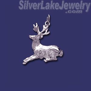 Sterling Silver Deer Lying Down Animal Charm Pendant