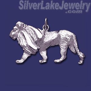 Sterling Silver Lion Feline Animal Charm Pendant