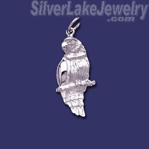 Sterling Silver Parrot on Branch Animal Charm Pendant