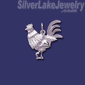 Sterling Silver Rooster Animal Charm Pendant