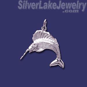 Sterling Silver Sailfish Animal Charm Pendant