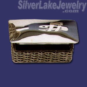 Sterling Silver Round Rectangular Pill Box