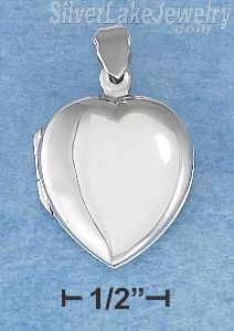 Sterling Silver High Polished Flat Heart Locket