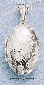 Sterling Silver Etched Oval Locket