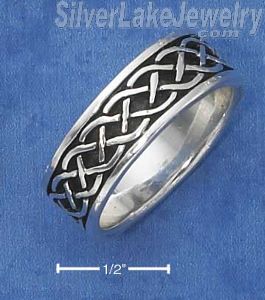 Sterling Silver 7mm Antiqued Celtic Braid Band Ring Size 8