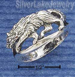 Sterling Silver Wolf Ring Size 7