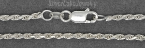 16" Sterling Silver Solid Diamond-cut Rope Chain 2mm