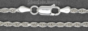 18" Sterling Silver Solid Diamond-cut Rope Chain 2.5mm