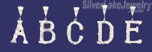Sterling Silver Dia-cut Stripes Initial Letter U Charm Pendant