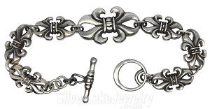 Sterling Silver 8" Fleur-de-lis Bracelet 18mm