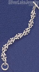 Sterling Silver 8" Fleur-de-lis Bracelet 12mm