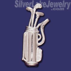Sterling Silver Golf Bag & Clubs Brooch Pin