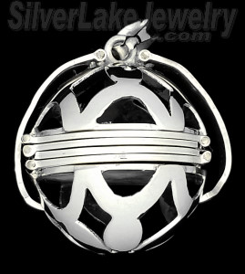 Sterling Silver 6-Picture Photo Ball Openwork Design Locket Char