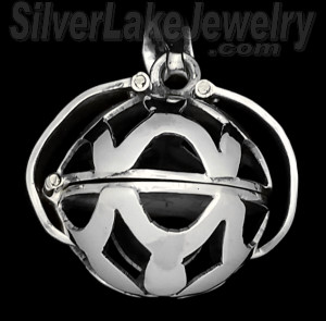 Sterling Silver 2-Picture Photo Ball Openwork Design Locket Char