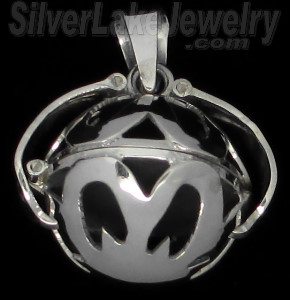 Sterling Silver 2-Picture Photo Ball Openwork Design Locket Char