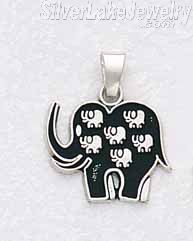 Sterling Silver Elephant w/Small Elephants Inside Charm Pendant