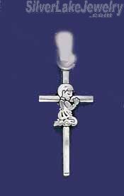 Sterling Silver Cross Child Praying Charm Pendant