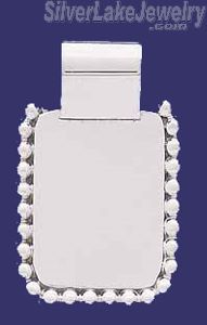 Sterling Silver Rectangular w/Beads Engravable Charm Pendant