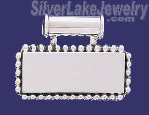 Sterling Silver Rectangular w/Beads Engravable Charm Pendant