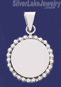 Sterling Silver Circle w/Beads Engravable Charm Pendant