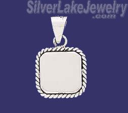 Sterling Silver Square w/Rope Engravable Charm Pendant