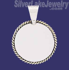 Sterling Silver Circle w/Rope Engravable Charm Pendant