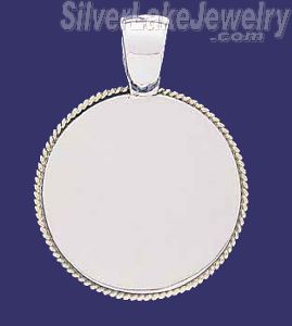 Sterling Silver Circle w/Rope Engravable Charm Pendant