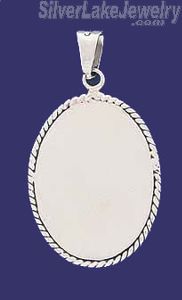 Sterling Silver Oval w/Rope Engravable Charm Pendant