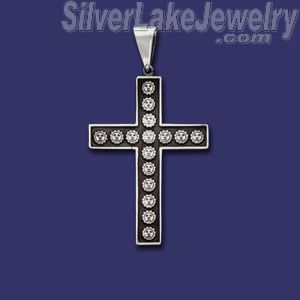 Sterling Silver Cross w/Suns Charm Pendant