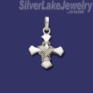 Sterling Silver Cross w/Shroud Charm Pendant