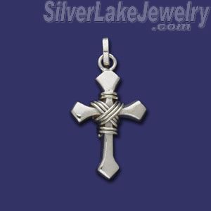 Sterling Silver Cross w/Shroud Charm Pendant