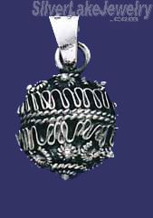 Sterling Silver Beautiful Intricate Ornate Antiqued Ball Pendant Rope Coil Beads