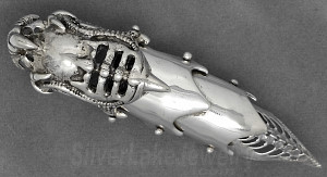 Sterling Silver Skull Armory Gothic Claw Full Finger Ring