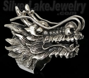 Sterling Silver Big Dragon Head Ring sz 12
