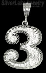 Sterling Silver Number 3 Charm Pendant