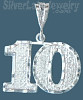 Sterling Silver Dia-cut Number 10 Charm Pendant