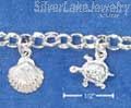 Sterling Silver 7" Mini Sea Creatures Charm Bracelet